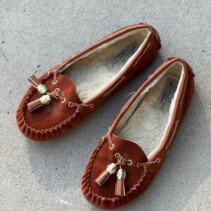 Brown Suede Moccasins with Tassels